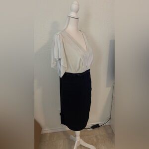 Enfocus Studio Black and White Long Sleeve Dress